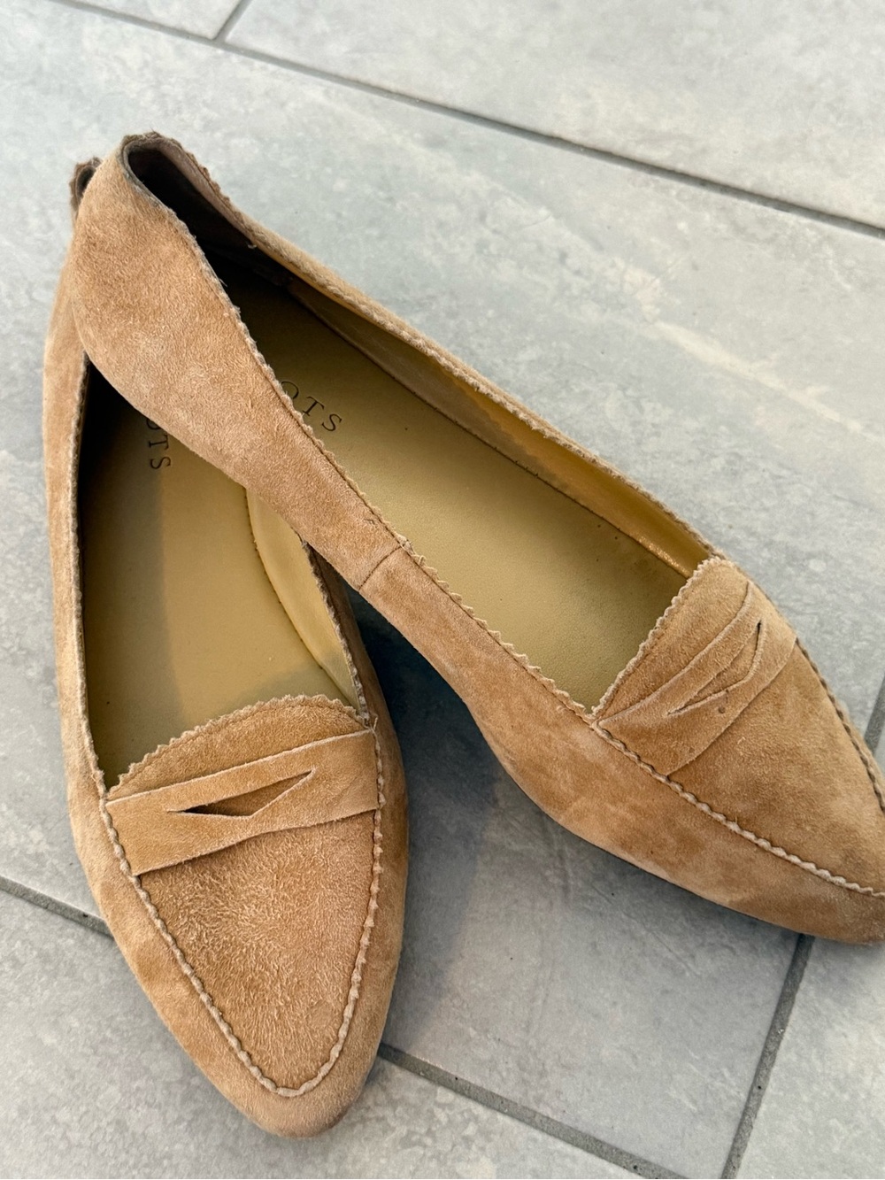 Talbots Suede Pointed-Loafer Flats in Camel/Tan 8.5